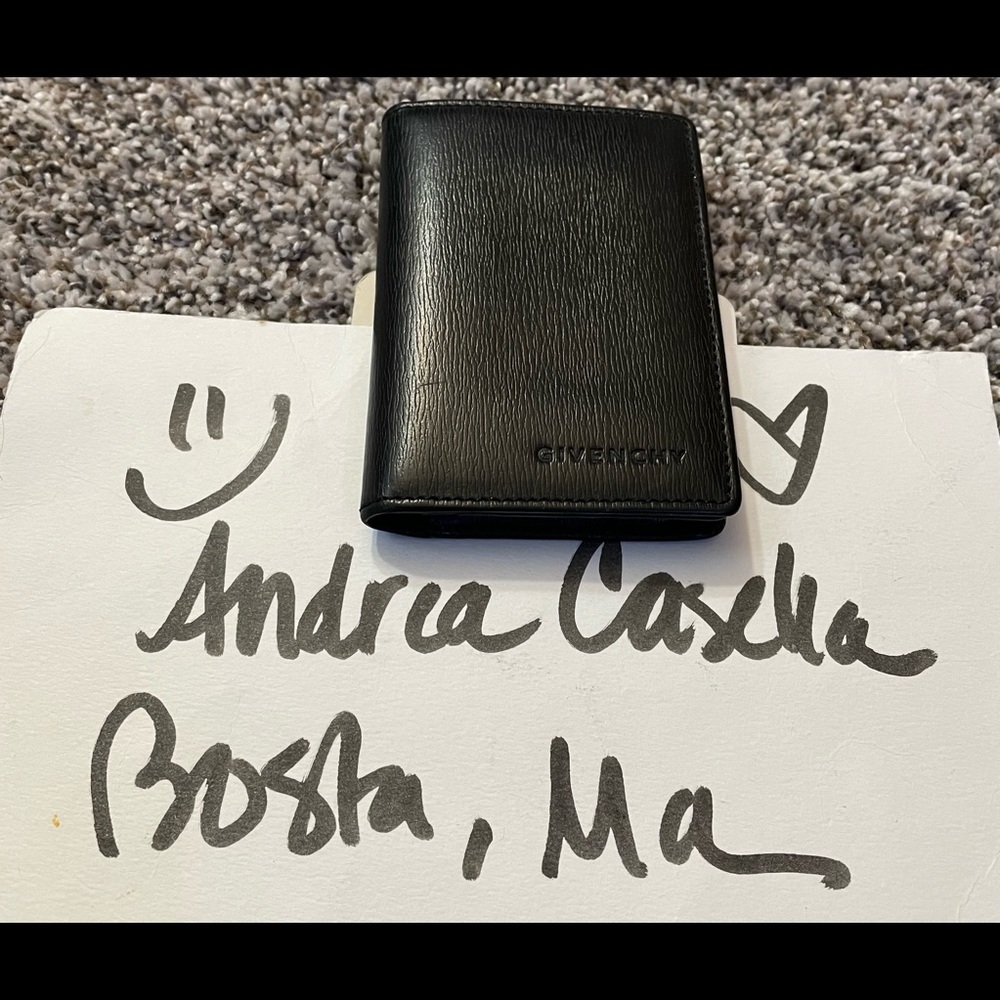 Givenchy black leather card case wallet
